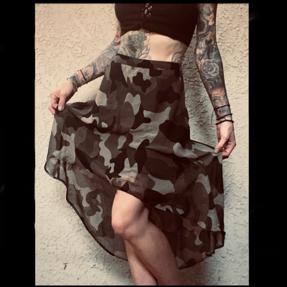 COPY - High Waisted Double Layer Camo Skirt